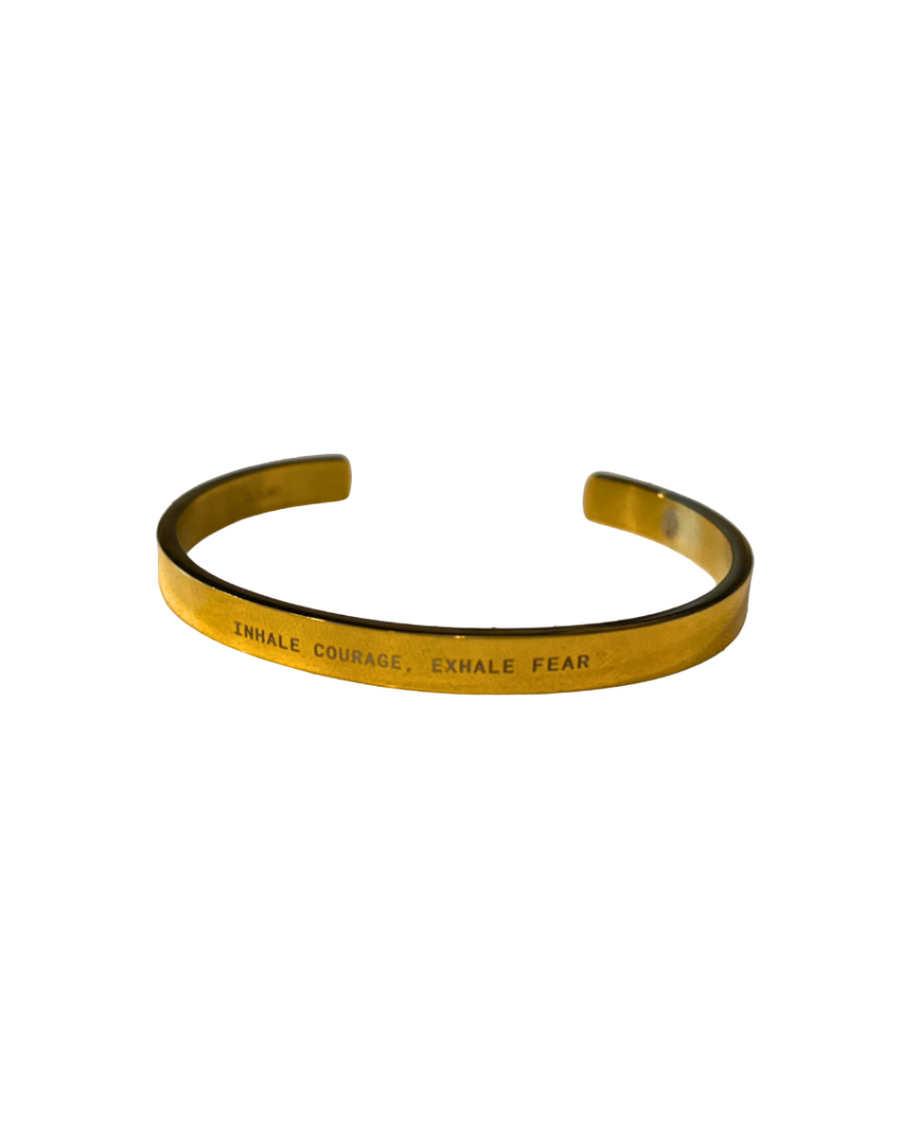 "Inhale Courage, Exhale Fear" Cuff Bracelet - 18k gold plated