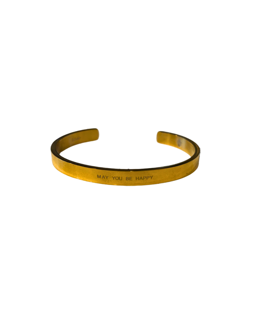"May You Be Happy" Cuff Bracelet - 18k gold plated