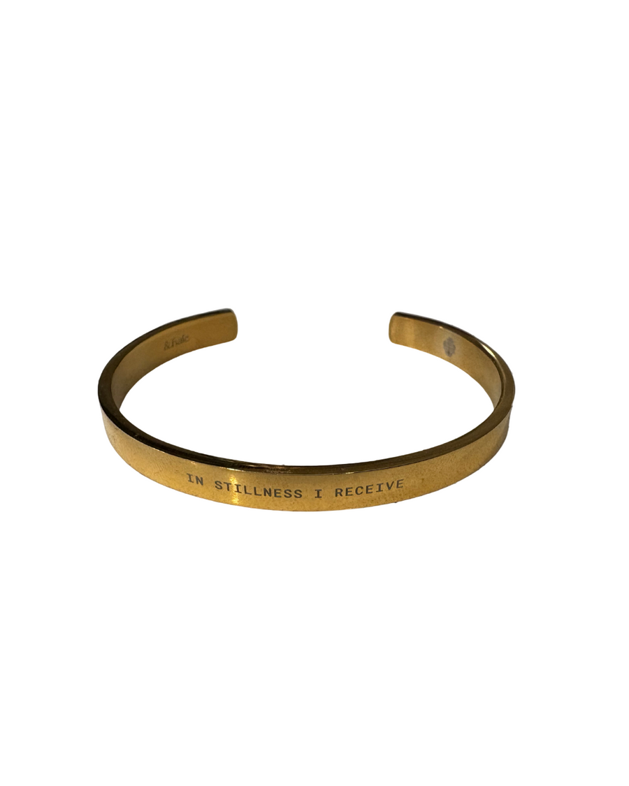 "In Stillness I Receive" Cuff Bracelet 18k gold plated